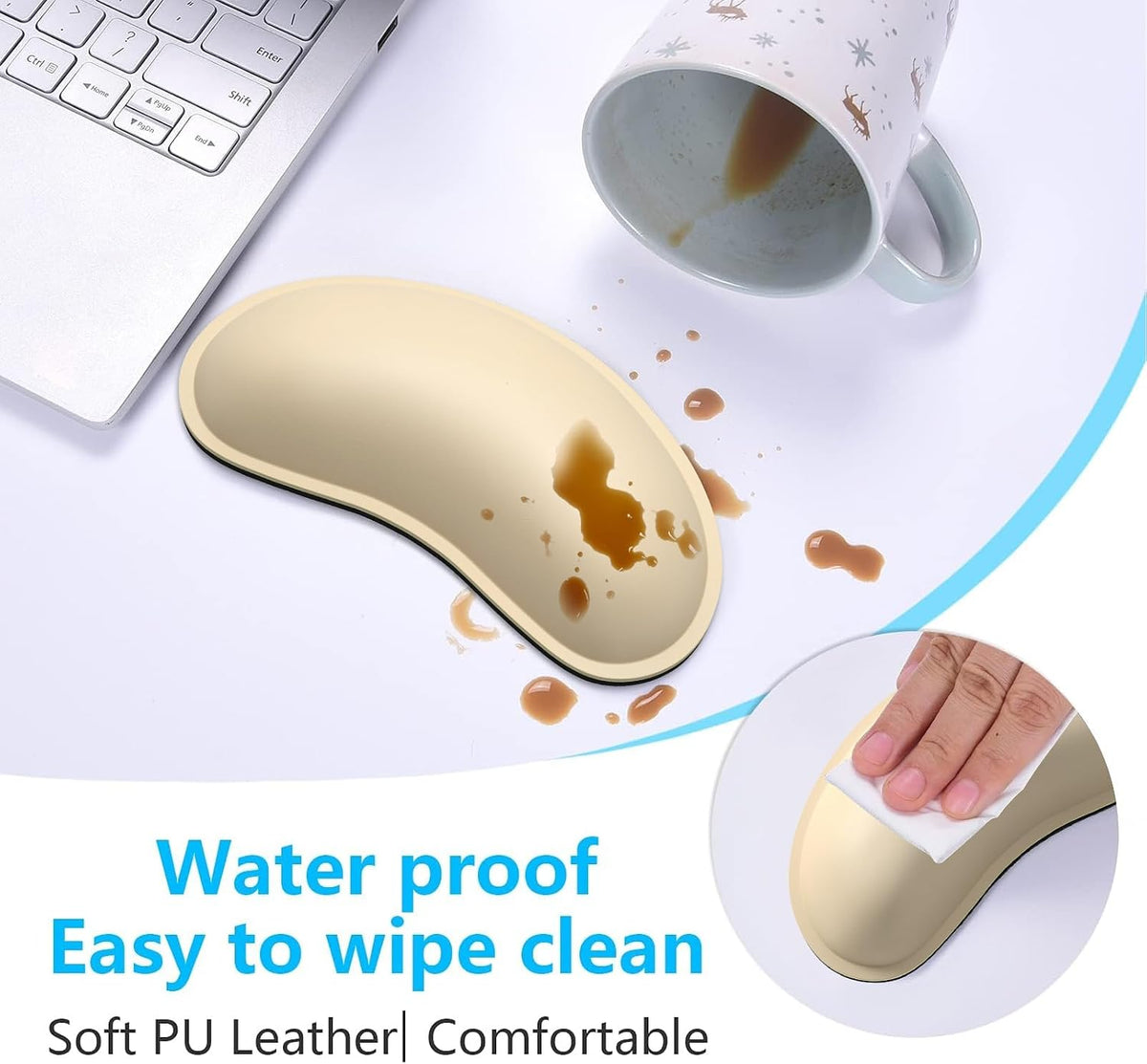 Mouse Wrist Rest, Ergonomic Memory Foam Mouse Wrist for Computer Desk Mats Support, PU Leather Hand Rest Pad Cushion for Gaming, Laptop, Men, Women, Pain Relief & Easy Typing, Black