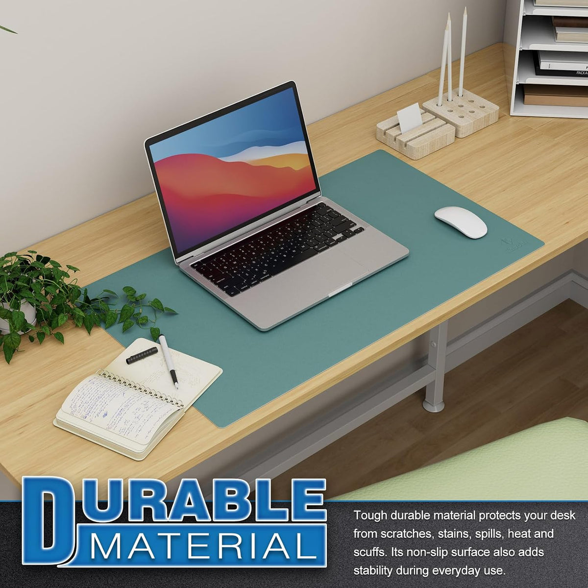 K KNODEL Large Office Leather Desk Mat, Mouse and Keyboard Pad, Computer and Laptop Mat, Desktop Protector and Cover, Writing Pad and Blotter (31.5"x15.7", Black)