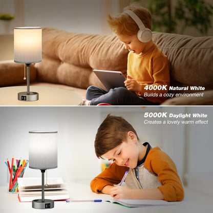 Dicoool Bedside Table Lamp for Bedroom - Small Desk Lamp with USB Ports