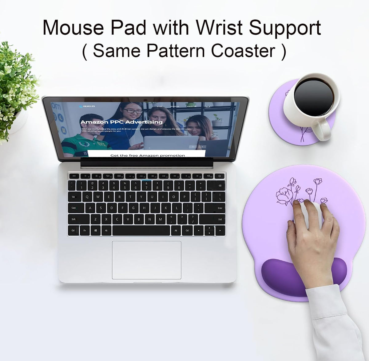 Ergonomic Mouse Pad with Wrist Support Rest,Large Mousepad Gel Wrist Rest, with Coaster Non-Slip & Pain Relief for Computer, Desk, Home&Office-Beach - Colors B