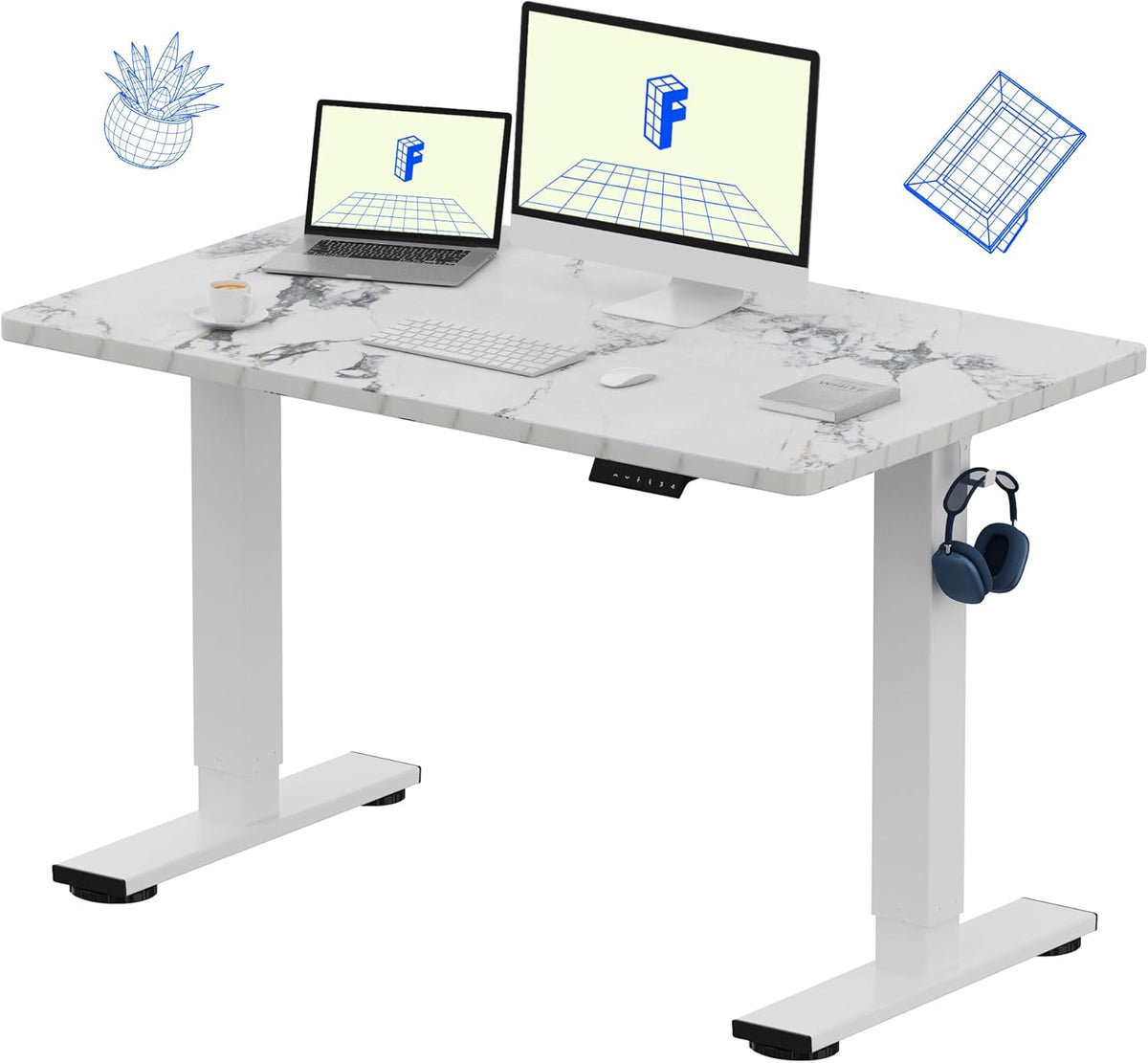 EN1 48"x24" One-Piece Standing Desk, White
