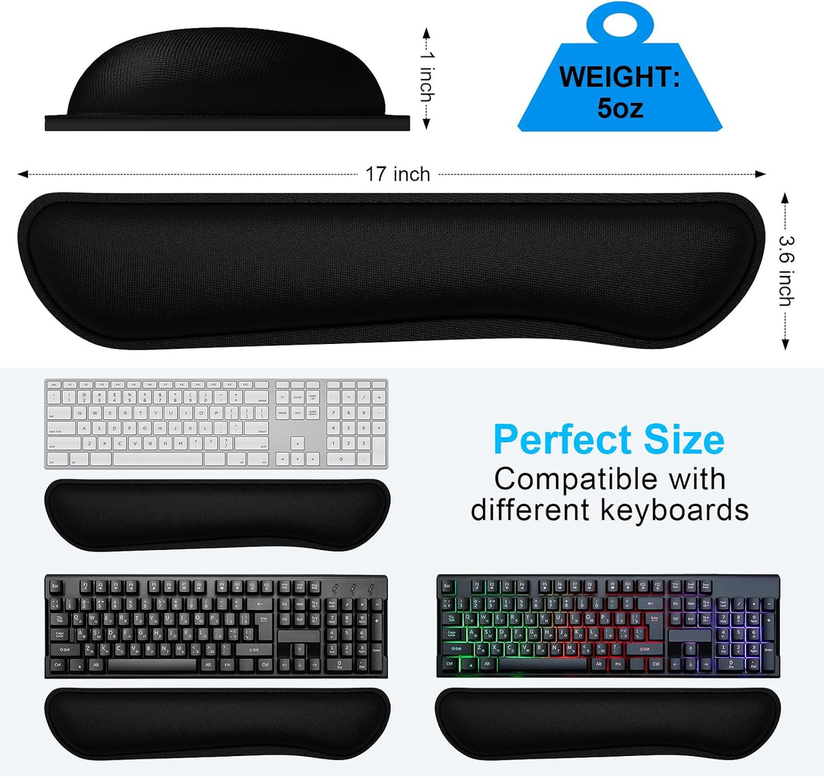 Dapesuom Enlarge Keyboard Wrist Rest, Cute Memory Foam Keyboard Wrist Cushion for Computer Desk Mats Support, Typing Pain Relief Ergonomic Mouse Pad Rests with Non-Slip Base for Gaming, Laptop, Purple