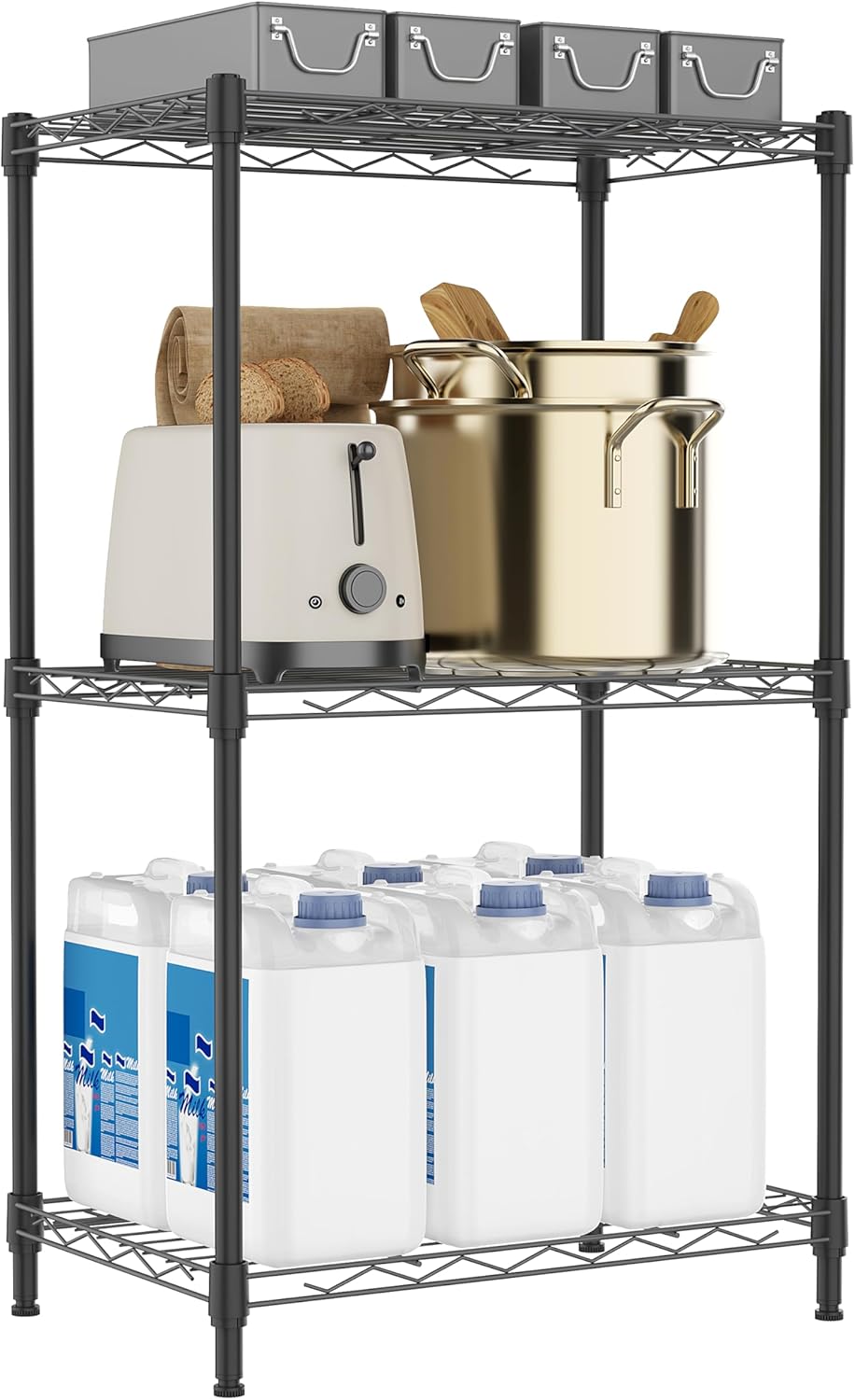 M MZG 450 lbs Steel Storage Shelving 3-Tier Utility Shelving Unit Steel Organizer Wire Rack for Home,Kitchen,Office (11.8" D x 17.7" W x 26.3" H) - Colors B