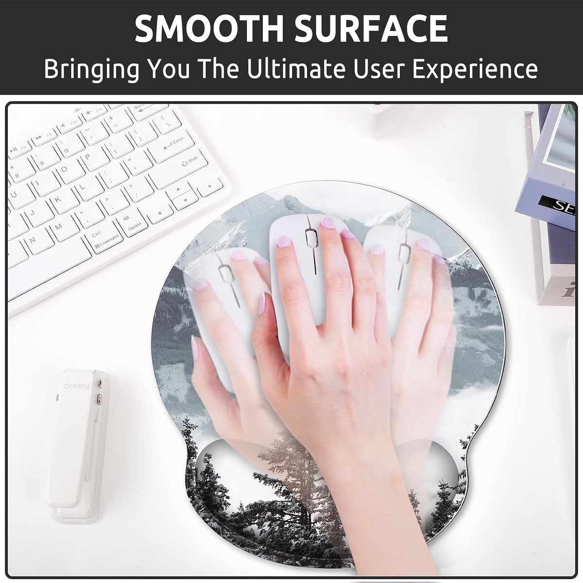 KONVINIT Ergonomic Mouse Pad with Wrist Rest, Small Mousepad with Non-Slip Rubber Base and Smooth Surface, Beach Mouse Pads for Desk, Office Desk Accessories