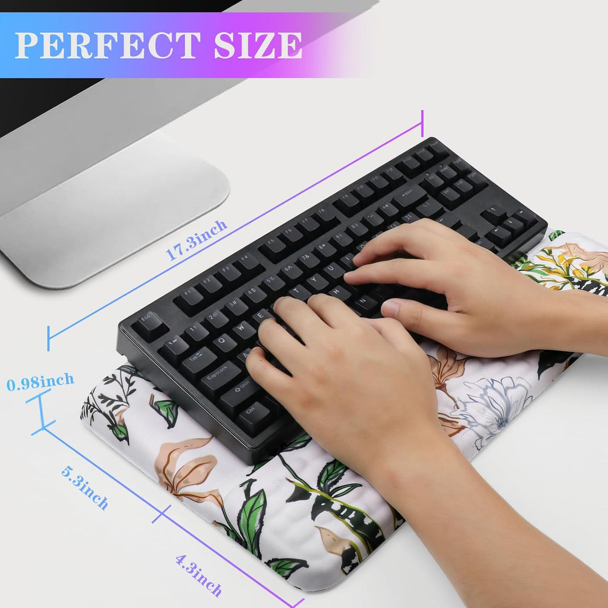 Computer Keyboard Stand with Wrist Rest, Ergonomic Tilted Keyboard Holder - Keyboard Riser with Wrist Pad - Keyboard Tray Support for Office Home - Black
