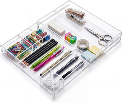 Clear Acrylic Drawer Organizer,6 Compartments,Large