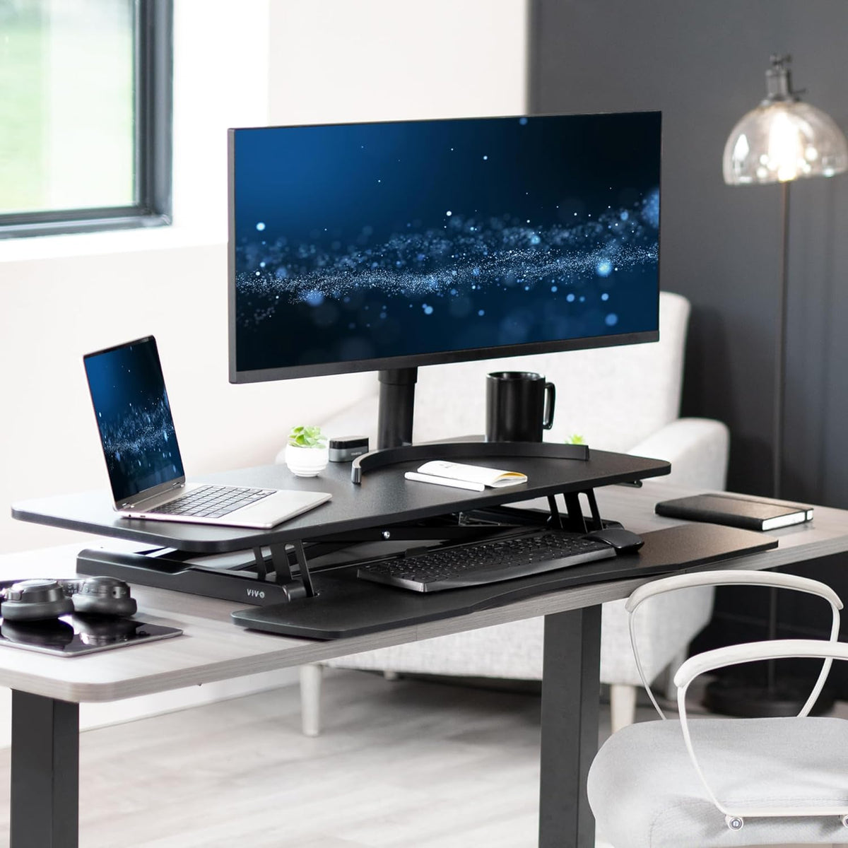 Black 32 in Standing Desk Converter, DESK-V000K