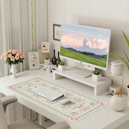 Desk Mat,Mouse Pad for Office Desk,35.4x15.7in,Pink Flowers