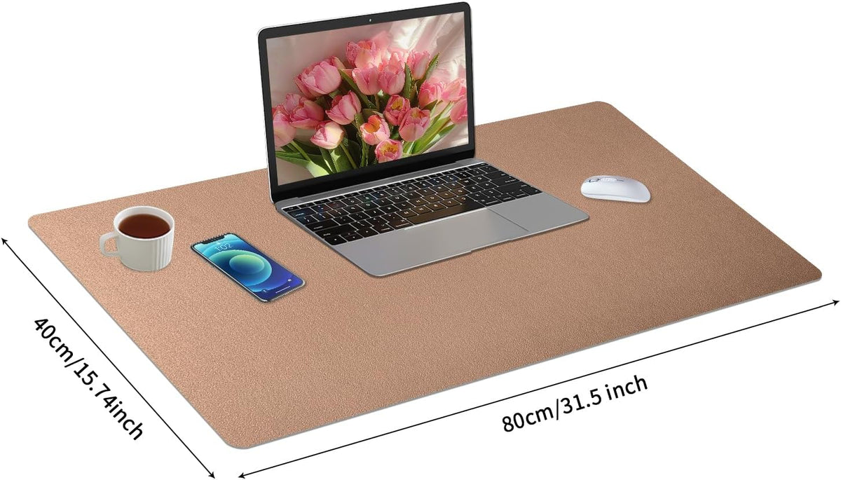Bloss Leather Desk Pad and Keyboard Wrist Rest, Large Mouse Pad + Keyboard Pad+Mouse Wrist Support, Non-Slip Desk Mat Protector for Office, Home(31.5×15.7 Inches,Beige) - Colors B