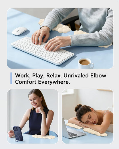 Laborio Elbow Pad for Desk, 2-Pack L-Shaped Desk Edge Arm Rest Cloud Wrist Rest, Non-Slip Memory Foam Wrist Pads, Black Wrist Support for Keyboard, Mouse, Laptop