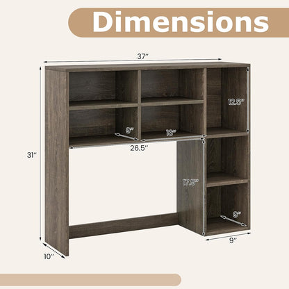 Desktop Bookshelf, Countertop Storage Hutch with 5 Shelves for Computer Desk, Desk 3-Tier Display Rack, Multipurpose Wood Desktop Hutch Storage Organizer for Dorm Office Home