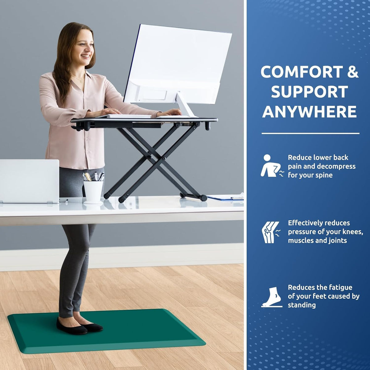 KitchenClouds Kitchen Mat Cushioned Anti Fatigue Rug 17.3"x28" Water Resistant, Non Slip, Standing and Comfort Desk/Floor Mats for House Sink Office (Black)