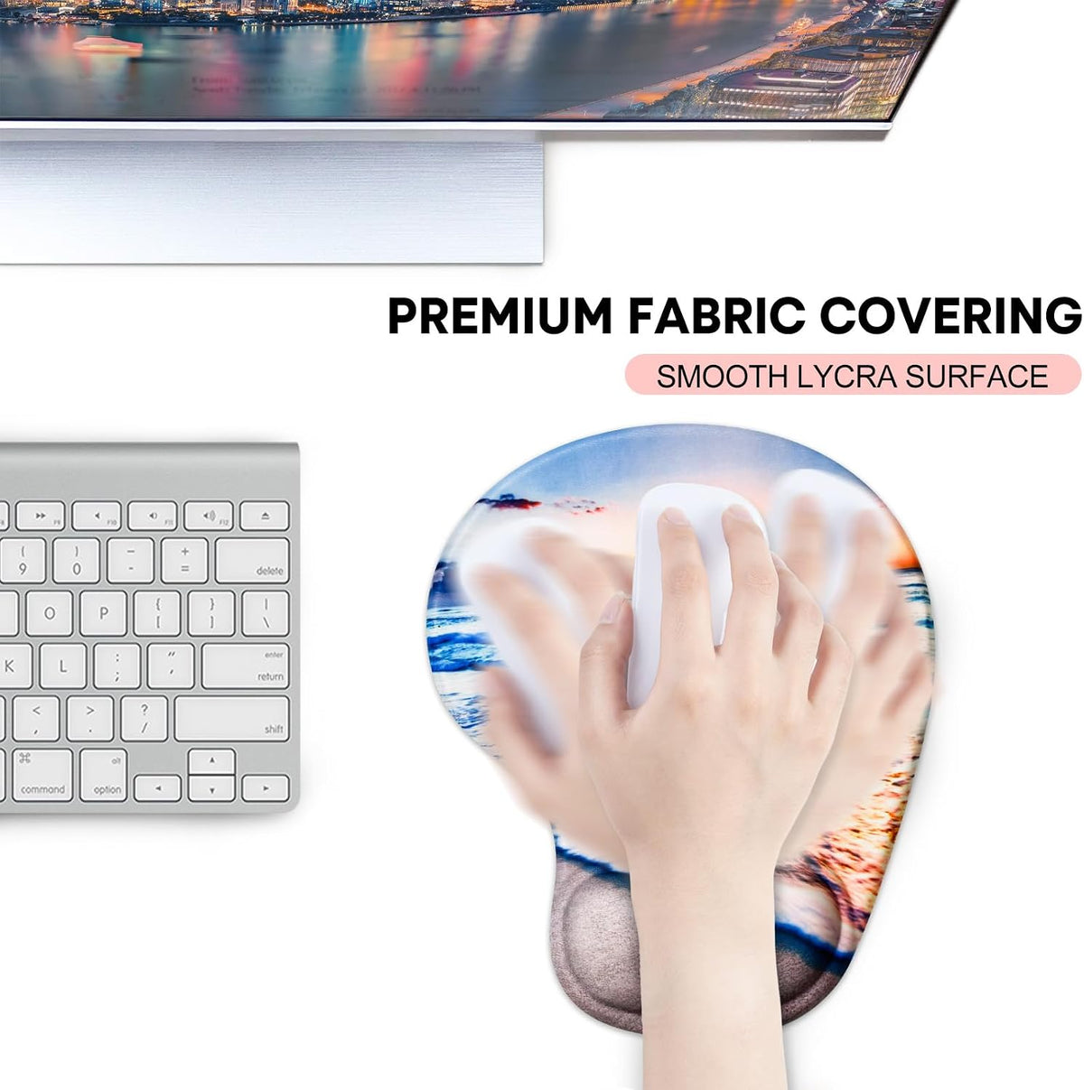 JIKIOU Mouse Pad, 2 Pack Ergonomic Mouse Pads with Comfortable Gel Wrist Rest Support and Smooth Cloth, Non-Slip PU Base for Easy Typing Pain Relief Durable and Easy to Clean Small Black