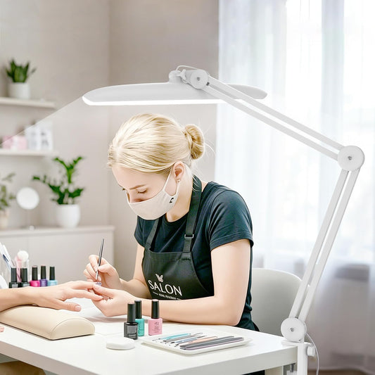 24W LED Desk Lamp with Clamp, Nail Light for Desk, 1600LM 3CCT (3000K-4500K-6500K)| Modes Stepless Dimming| Touch Control| Swivel Metal Arm| Task Light for Study, Office, Workbench, Sewing