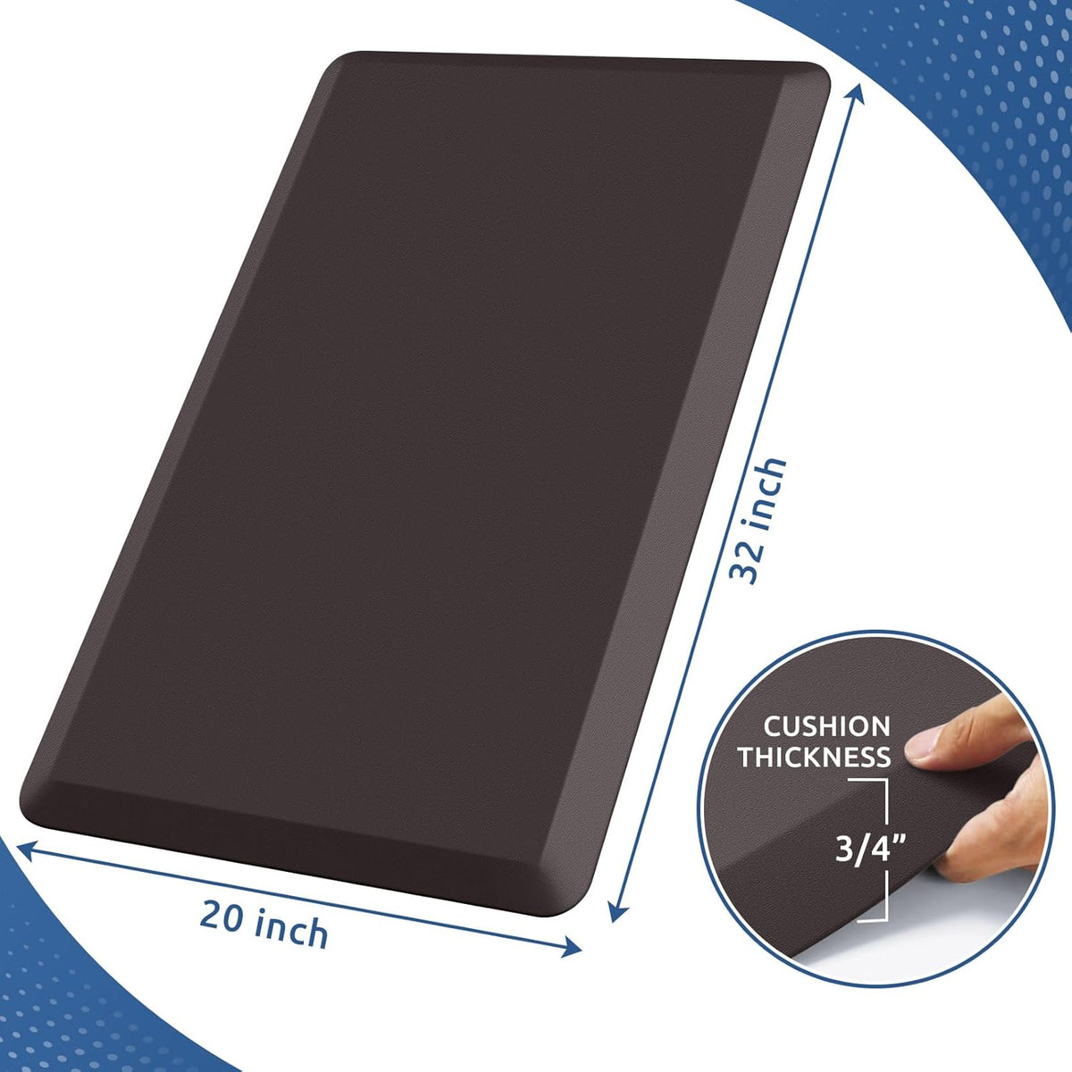 KitchenClouds Kitchen Mat Cushioned Anti Fatigue Rug 17.3"x28" Water Resistant, Non Slip, Standing and Comfort Desk/Floor Mats for House Sink Office (Black)
