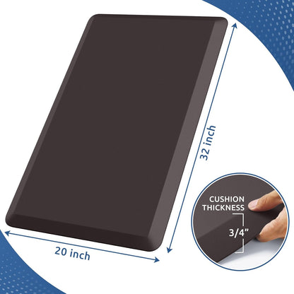 KitchenClouds Kitchen Mat Cushioned Anti Fatigue Rug 17.3"x28" Water Resistant, Non Slip, Standing and Comfort Desk/Floor Mats for House Sink Office (Black)
