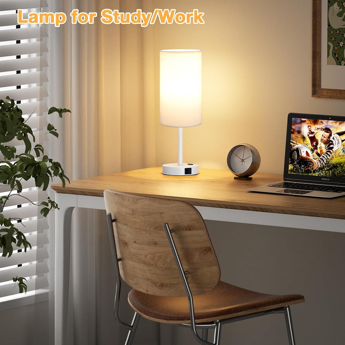 Dicoool Bedside Table Lamp for Bedroom - 3-Way Dimmable Touch Lamp, USB A+C