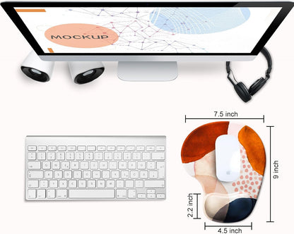 JIKIOU Mouse Pad, 2 Pack Ergonomic Mouse Pads with Comfortable Gel Wrist Rest Support and Smooth Cloth, Non-Slip PU Base for Easy Typing Pain Relief Durable and Easy to Clean Small Black
