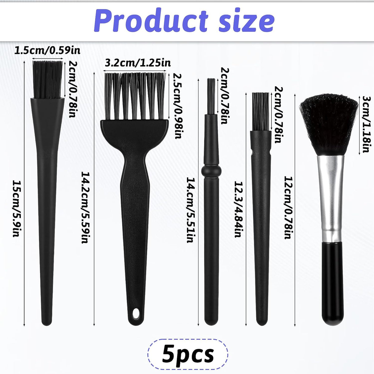 Mini Keyboard Cleaning Brushes Kit, 5 PCS Nylon Anti Static Dusting Brush, Electronics Cleaning Kit Small Spaces, Keyboard Cleaner Brushes Small Brush for Cleanings Computer Motherboard Camera