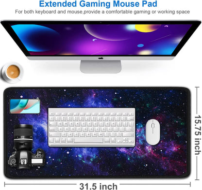 Large Gaming Mouse Pad, 31.5x15.7 inch Large Extended Computer Keyboard Mouse Mat, Water Resist Non-Slip Mousepad Rubber Base Long XXL Desk Mouse Pad for Work & Gaming, Office & Home, Black