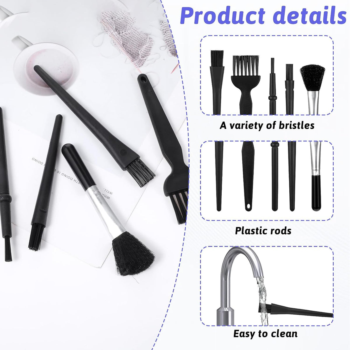 Mini Keyboard Cleaning Brushes Kit, 5 PCS Nylon Anti Static Dusting Brush, Electronics Cleaning Kit Small Spaces, Keyboard Cleaner Brushes Small Brush for Cleanings Computer Motherboard Camera