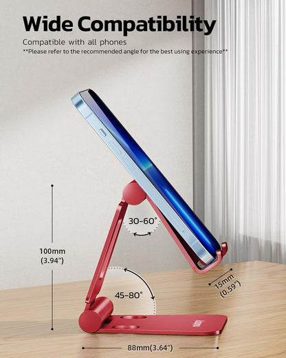 Nulaxy Dual Folding Cell Phone Stand, Fully Adjustable Foldable Desktop Phone Holder Cradle Dock Compatible with iPhone 17 16 15 14 13 12 11 Pro Max Xs Xr X 8, Nintendo Switch, All Phones - Purple