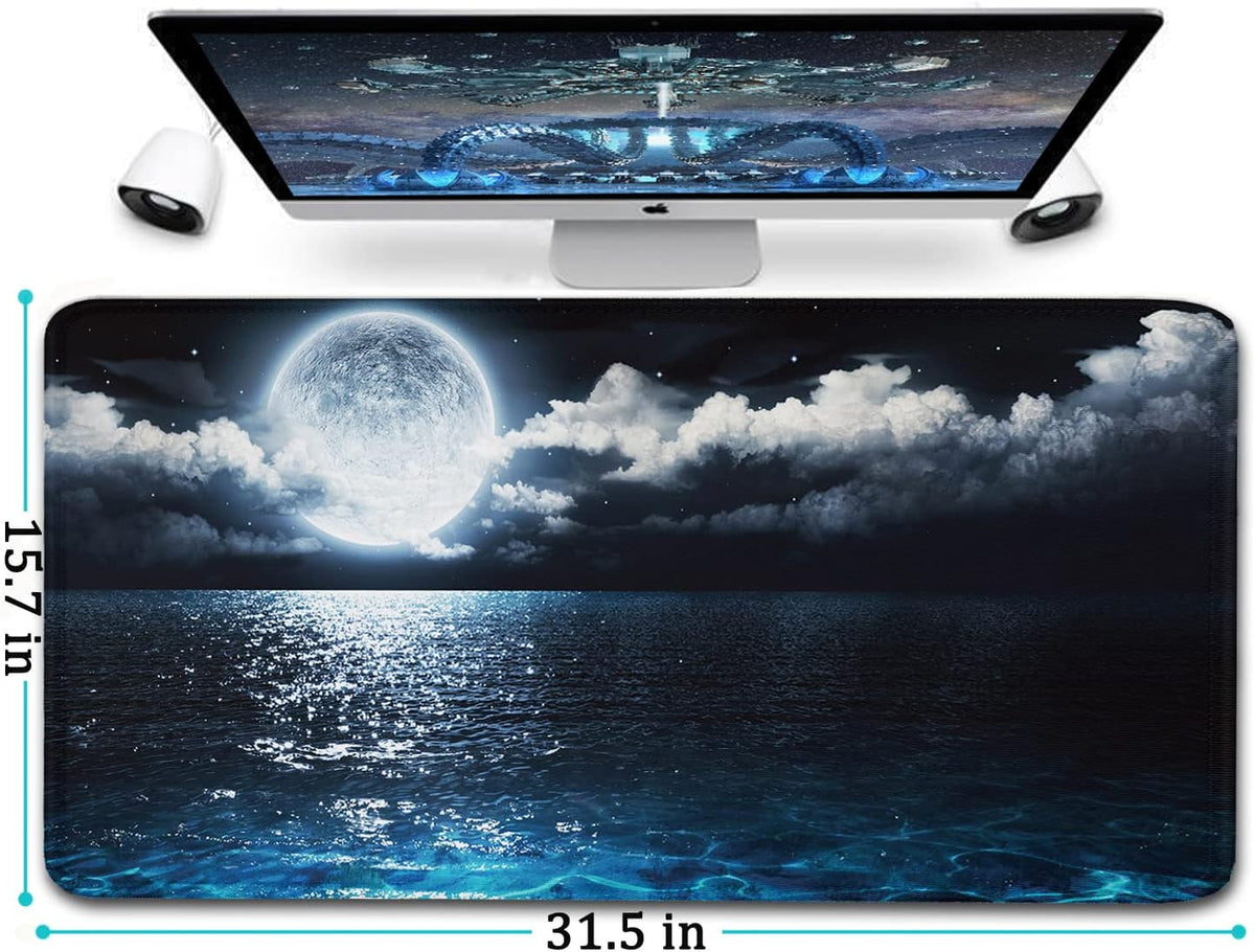 Large Gaming Mouse Pad, 31.5x15.7 inch Large Extended Computer Keyboard Mouse Mat, Water Resist Non-Slip Mousepad Rubber Base Long XXL Desk Mouse Pad for Work & Gaming, Office & Home, Black