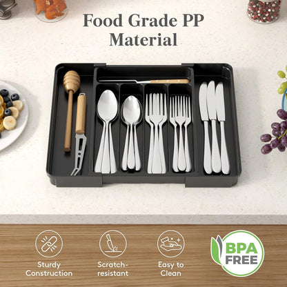 Expandable Silverware Drawer Organizer, Kitchen Utensil Tray
