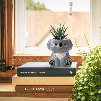 DIYOMR Cute Animals Planter, Mini Ceramic Cartoon Animal Shaped Succulent Flower Pot Indoor Air Plants Holder, Smooth Shiny Decorative Flower Cactus Planter - Plants Not Included (Panda)