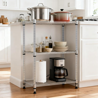 M MZG 450 lbs Steel Storage Shelving 3-Tier Utility Shelving Unit Steel Organizer Wire Rack for Home,Kitchen,Office (11.8" D x 17.7" W x 26.3" H) - Colors A