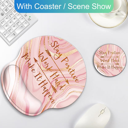 Ergonomic Mouse Pad with Wrist Support Rest,Large Mousepad Gel Wrist Rest, with Coaster Non-Slip & Pain Relief for Computer, Desk, Home&Office-Beach - Colors B