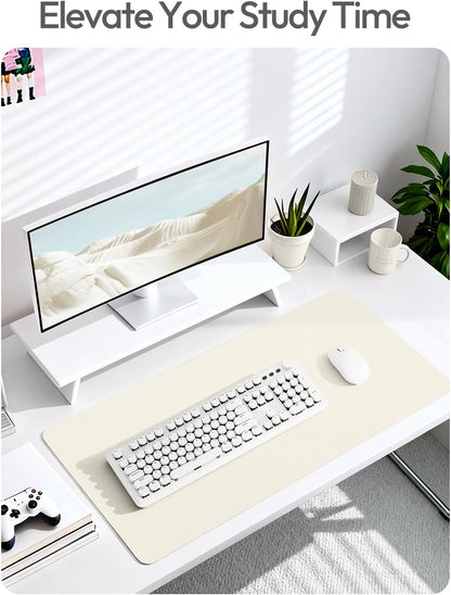YSAGi Leather Desk Pad Protector, Office Desk Mat, Large Mouse Pad, Non-Slip PU Leather Desk Blotter, Waterproof Laptop Desk Writing Pad for Office and Home (23.6" x 13.8", Eggshell) - Colors A