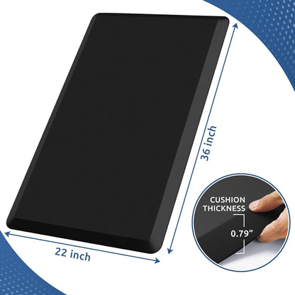 KitchenClouds Kitchen Mat Cushioned Anti Fatigue Rug 17.3"x28" Water Resistant, Non Slip, Standing and Comfort Desk/Floor Mats for House Sink Office (Black)