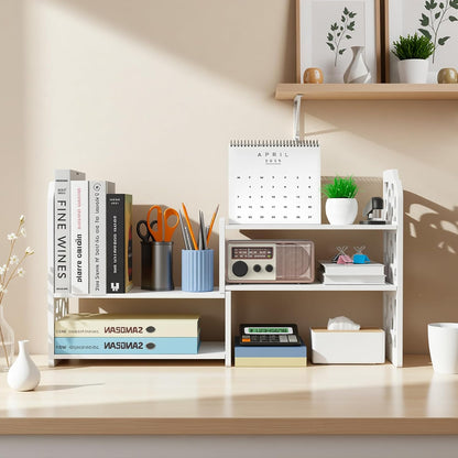 Desktop Shelves, White Bookshelf Desktop Organizer and Desktop Storage