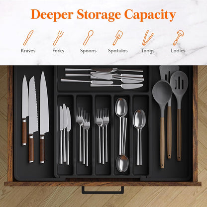 Expandable Silverware Drawer Organizer, Kitchen Utensil Tray