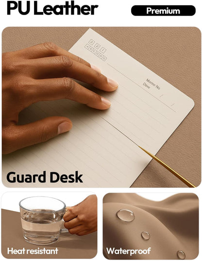 YSAGi Leather Desk Pad Protector, Office Desk Mat, Large Mouse Pad, Non-Slip PU Leather Desk Blotter, Waterproof Laptop Desk Writing Pad for Office and Home (23.6" x 13.8", Eggshell) - Colors A