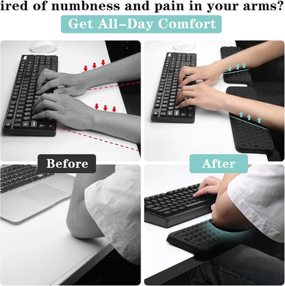 L-Shaped Desk Elbow Pad for Desk, 2-Piece Memory Foam Elbow Pads with Non-Slip, Ergonomic Desk Edge Cushion, Wrist Support Arm Rest for Office and Gaming (11.8 * 3.9 inch)
