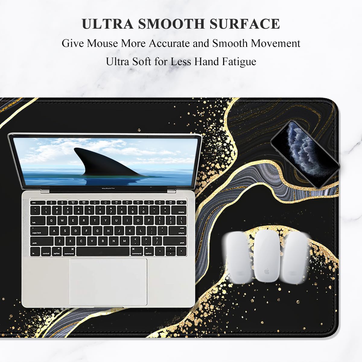 Auhoahsil Desk Mat, Ultra Large Mouse Pad, XXL Gaming Mousepad, Green Tropical Leaves Deskpad, Big Extended Full Size Mouse Pad, Desktop Desk Matt for Keyboard, Laptop & Computer, 35.5 x 15.7 in - Colors B