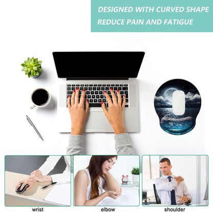 Mouse Pad with Wrist Support, Ergonomic Mouse Pad with Memory Foam Wrist Rest Cushion, Non-Slip Rubber Base Gaming Mice Pad for Home Office Computer Laptop, Flower Black