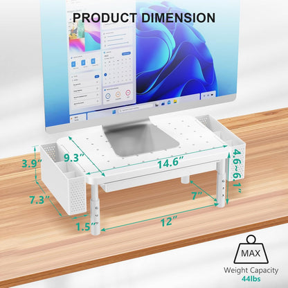 WALI Monitor Stand Riser with Drawer, Desk Organizers and Accessories for Computer, Printer, Laptop Stand for Home Office Supplies, (PTT005-B), 1 Pack, Black