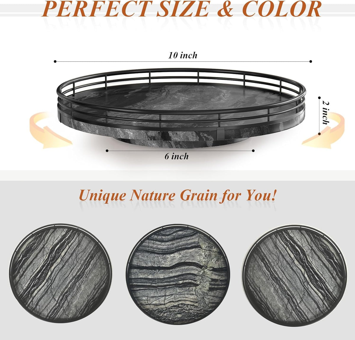 Farmhouse Oak 9" Lazy Susan Turntable Organizer for Cabinet, Round Wooden Lazy Susan Organization and Storage for Dining Table, Pantry, Kitchen, Countertop, Cupboard,Home Decor, Walnut Wood