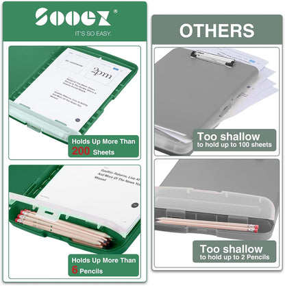 Clipboard with Storage, Clip Board 8.5 x 11 with Pen Holder, High Capacity Plastic Organization Case Box for Letter Legal A4 Size Paper, Nurses Teachers Must Haves, School & Office Supplies