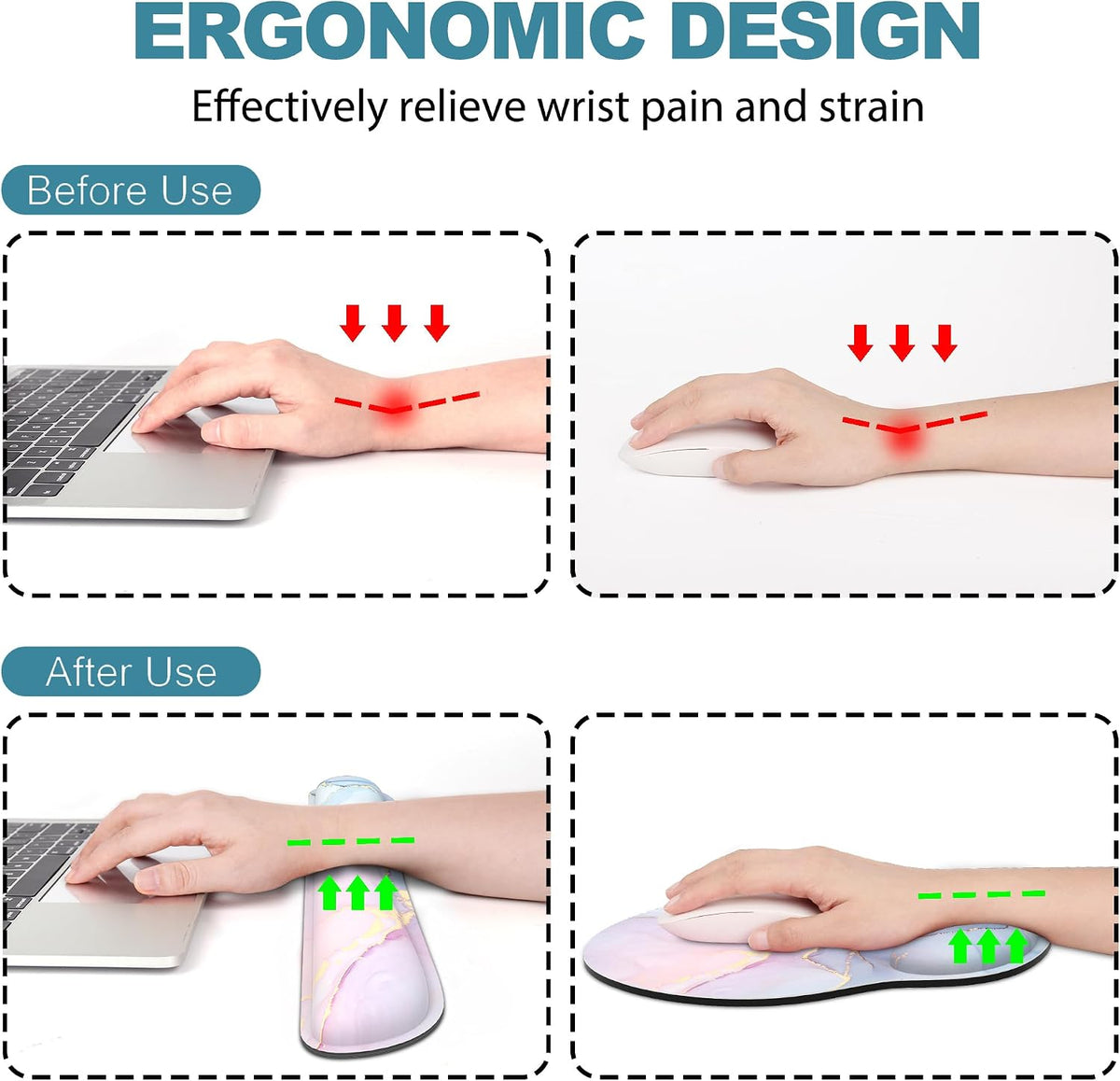 Ergonomic Mouse Pad with Wrist Rest and Keyboard Wrist Rest, Mousepad