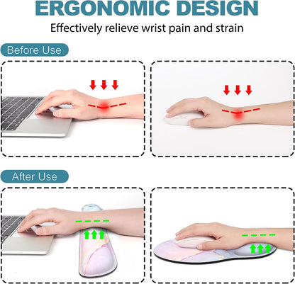 Ergonomic Mouse Pad with Wrist Rest and Keyboard Wrist Rest, Mousepad