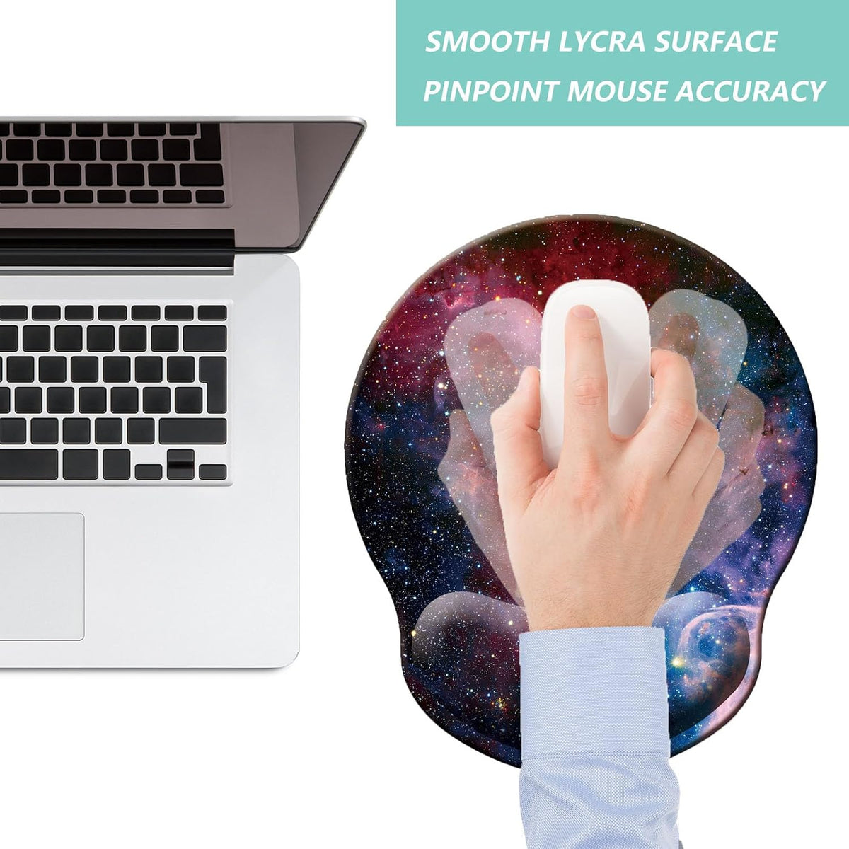 Mouse Pad with Wrist Support, Ergonomic Mouse Pad with Memory Foam Wrist Rest Cushion, Non-Slip Rubber Base Gaming Mice Pad for Home Office Computer Laptop, Flower Black