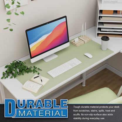 K KNODEL Large Office Leather Desk Mat, Mouse and Keyboard Pad, Computer and Laptop Mat, Desktop Protector and Cover, Writing Pad and Blotter (31.5"x15.7", Black)