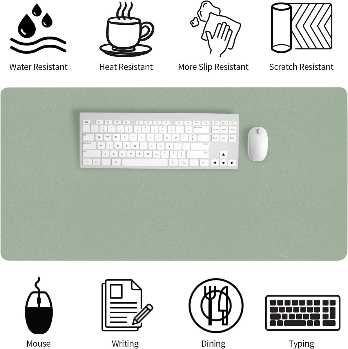 Bloss Leather Desk Pad and Keyboard Wrist Rest, Large Mouse Pad + Keyboard Pad+Mouse Wrist Support, Non-Slip Desk Mat Protector for Office, Home(31.5×15.7 Inches,Beige) - Colors A