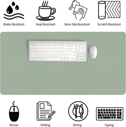 Bloss Leather Desk Pad and Keyboard Wrist Rest, Large Mouse Pad + Keyboard Pad+Mouse Wrist Support, Non-Slip Desk Mat Protector for Office, Home(31.5×15.7 Inches,Beige) - Colors A
