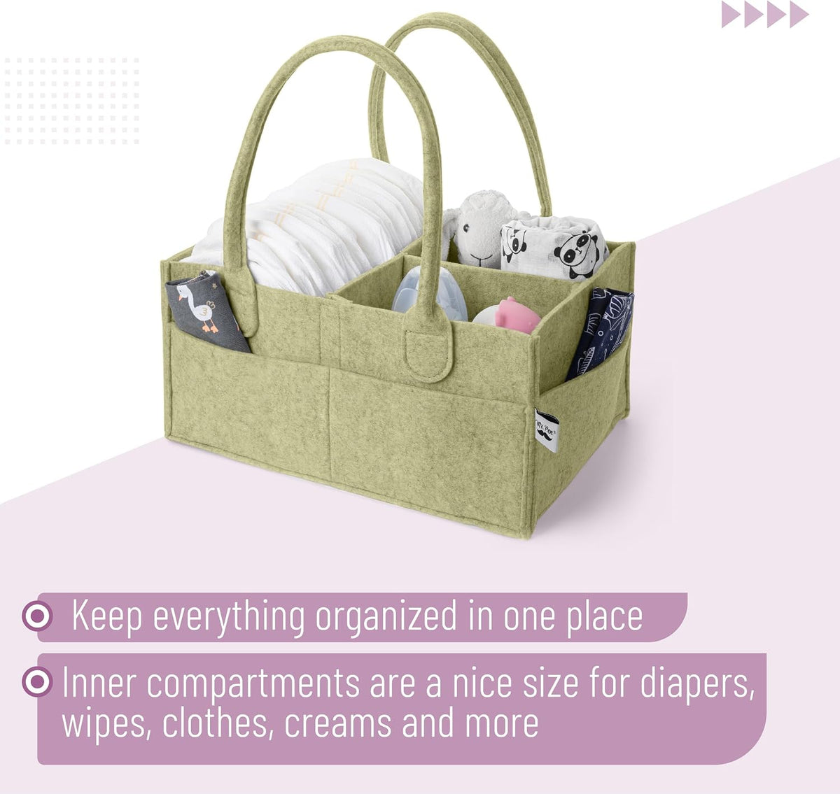 Baby Diaper Caddy Organizer, Gray, Medium