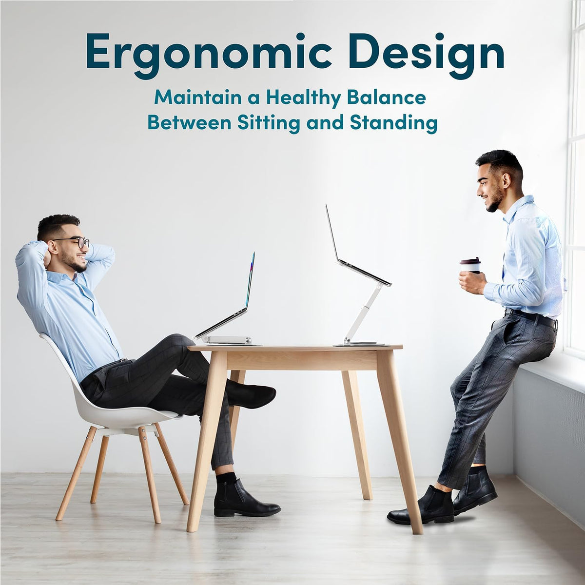 Lifelong Ergonomic Adjustable Laptop Stand for Desk, Extra Tall 20” Height Aluminum Laptop Riser, Portable Foldable Computer Stand, Fits 10-17” Laptops for Office Meetings, Teamwork & Desk Setup